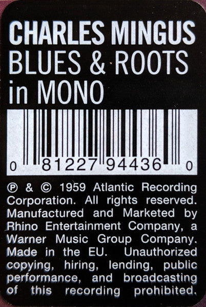 Charles Mingus - Blues & Roots  (LP) [Europe] 2016 RP (Near Mint (NM or M-))