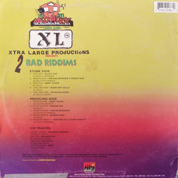 Various - Mad House Crew And Xtra Large Productions Presents 2 Bad Riddims (LP) [US] 1st (Very Good Plus (VG+))