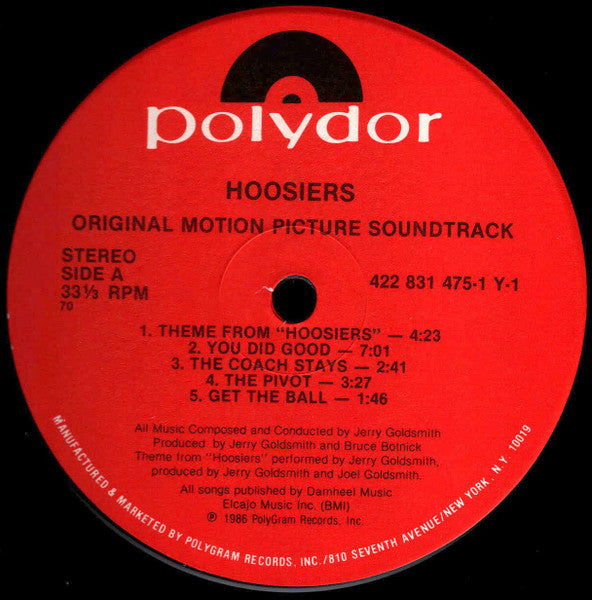 Jerry Goldsmith - Hoosiers (Original Motion Picture Soundtrack) (LP) [US] 1st (Near Mint (NM or M-))