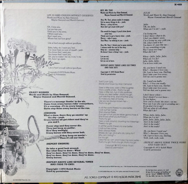 The Osmonds - Crazy Horses (LP) [US] 1st (Near Mint (NM or M-))