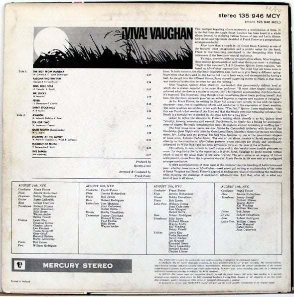 Sarah Vaughan - ¡Viva! Vaughan (LP) [Netherlands] 1st (Very Good (VG))