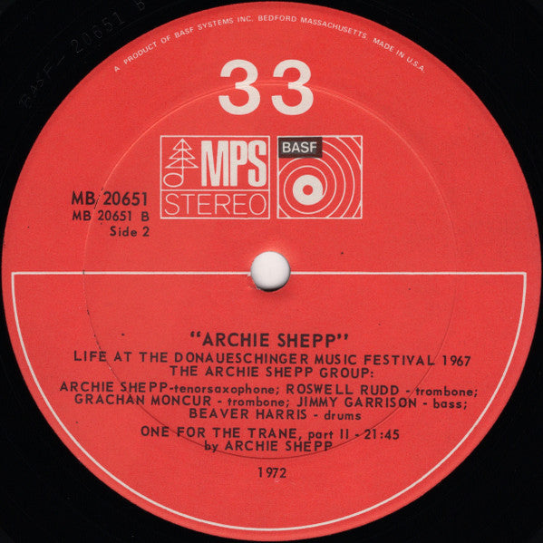 Archie Shepp - Life At The Donaueschingen Music Festival (LP) [US] 1972 RP (Very Good Plus (VG+))