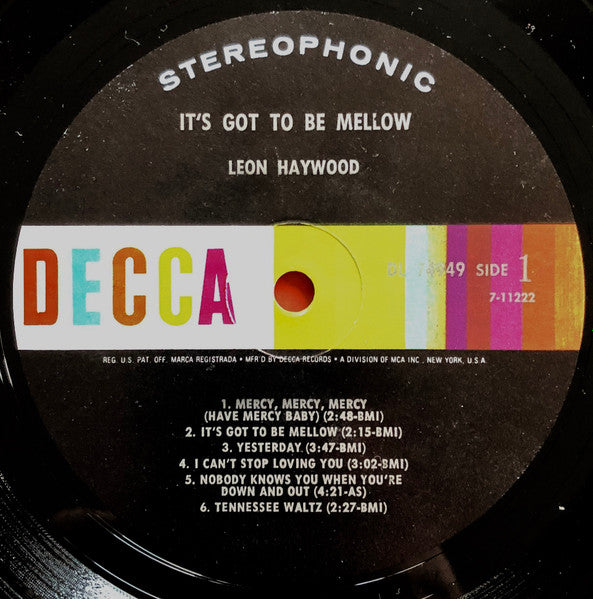 Leon Haywood - It's Got To Be Mellow (1968 US Press)