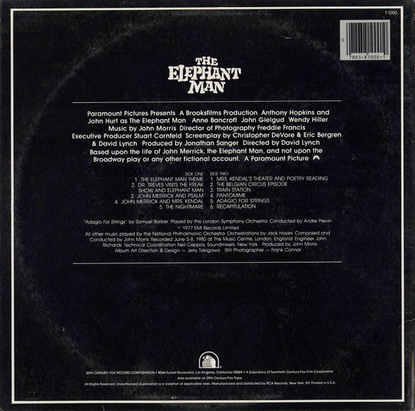 John Morris - The Elephant Man (Original Motion Picture Soundtrack) (LP) [US] 1981 RP (Near Mint (NM or M-))