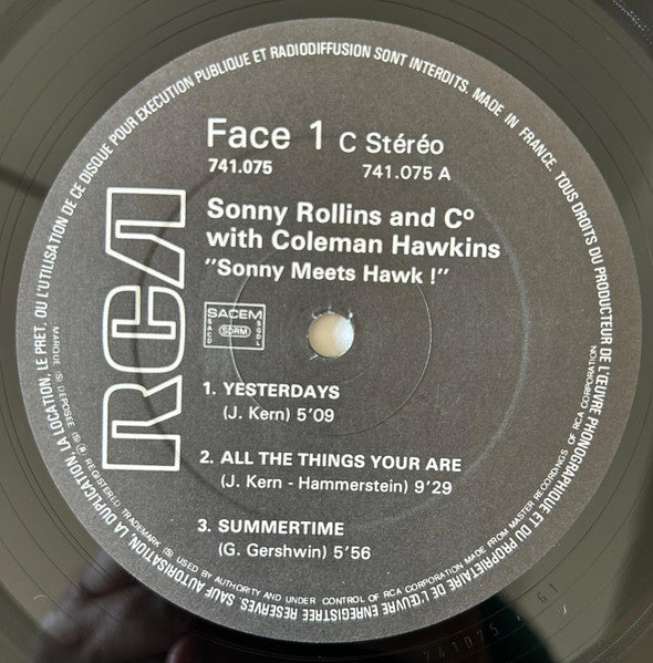 Sonny Rollins - Vol 1: "The Bridge" / Vol 2: With Coleman Hawkins "Sonny Meets Hawk!" (LP) [France] 1st (Very Good Plus (VG+))