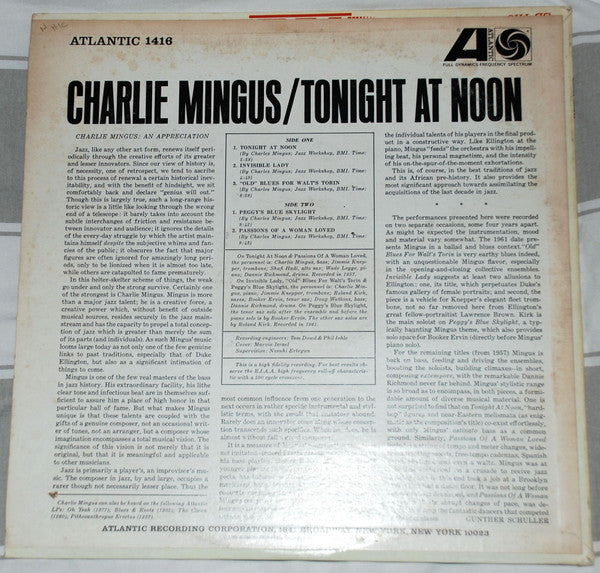 Charles Mingus - Tonight At Noon (LP) [US] 1st (Very Good Plus (VG+))
