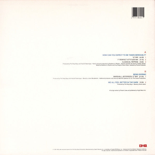 Pet Shop Boys - How Can You Expect To Be Taken Seriously? (12") [US] 1st (Very Good Plus (VG+))