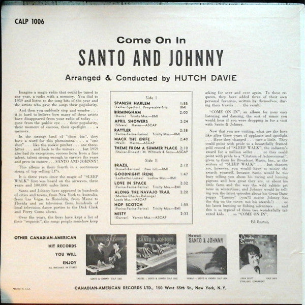 Santo & Johnny - Come On In (1962 MONO)