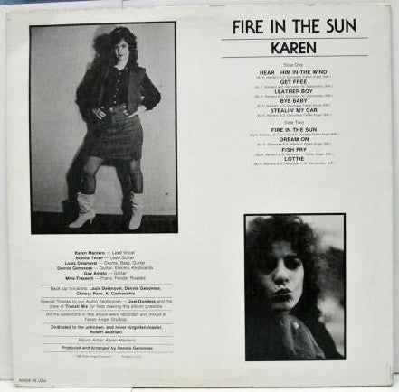 Karen Mantero - Fire In The Sun (LP) [US] (Near Mint (NM or M-))