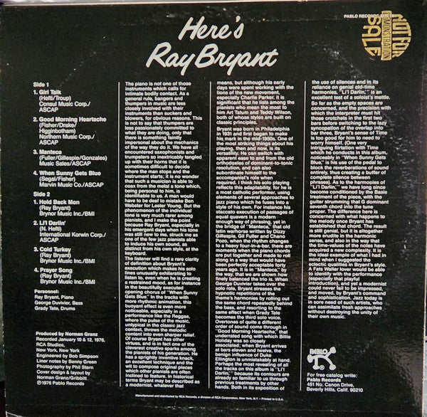 Ray Bryant - Here's Ray Bryant (LP) [US] 1st (Very Good Plus (VG+))