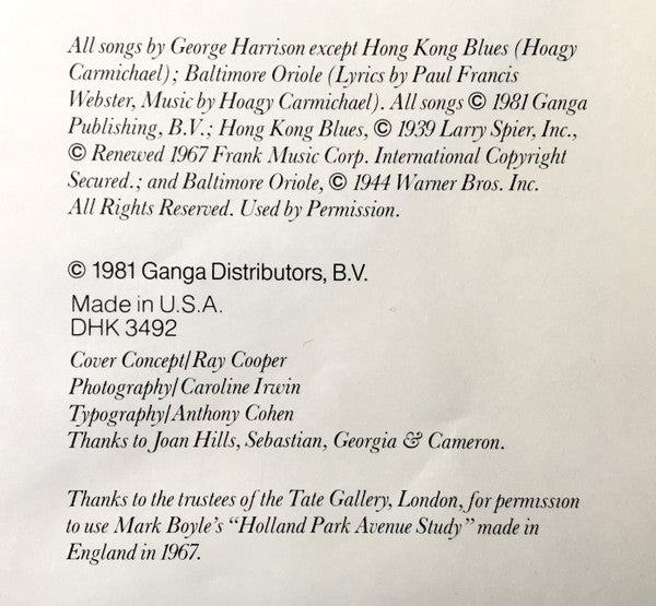 George Harrison - Somewhere In England (1981 LP)