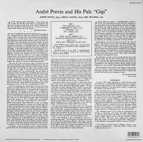 André Previn & His Pals - Modern Jazz Performances Of Songs From Gigi (LP) [US] 1989 RP (Mint (M))