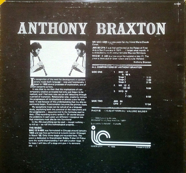 Anthony Braxton - Saxophone Improvisations / Series F. (1976 Reissue)