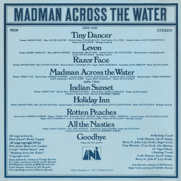 Elton John - Madman Across The Water (LP) [US] 1st