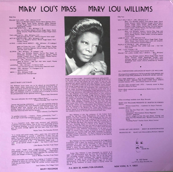 Mary Lou Williams - Mary Lou's Mass (LP) [US] 1st (Very Good Plus (VG+))