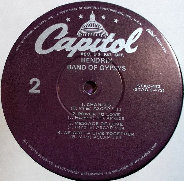 Jimi Hendrix - Band Of Gypsys (80s Press)