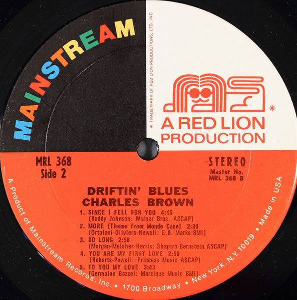 Charles Brown - Driftin' Blues (LP) [US] 1st (Very Good Plus (VG+))