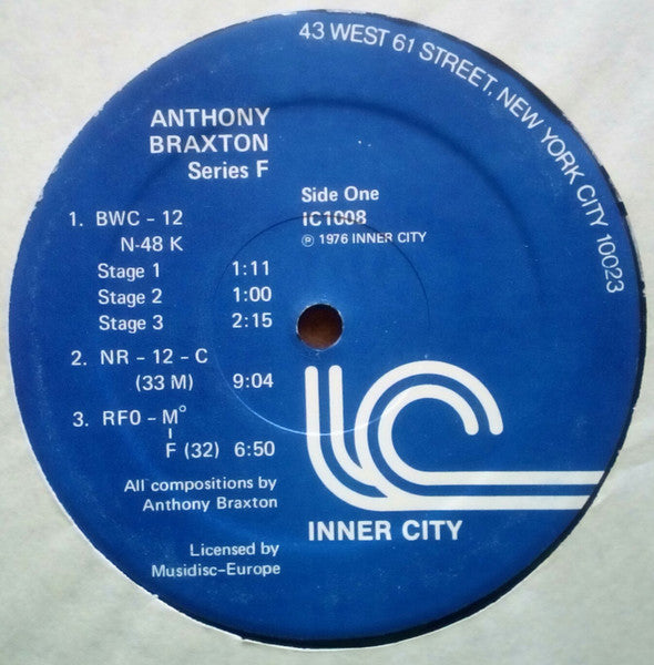 Anthony Braxton - Saxophone Improvisations / Series F. (1976 Reissue)