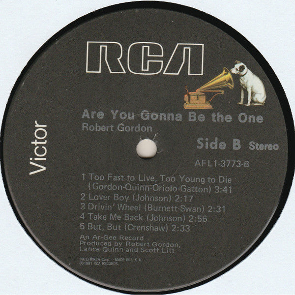 Robert Gordon (2) - Are You Gonna Be The One (LP) [US] 1st (Mint (M))