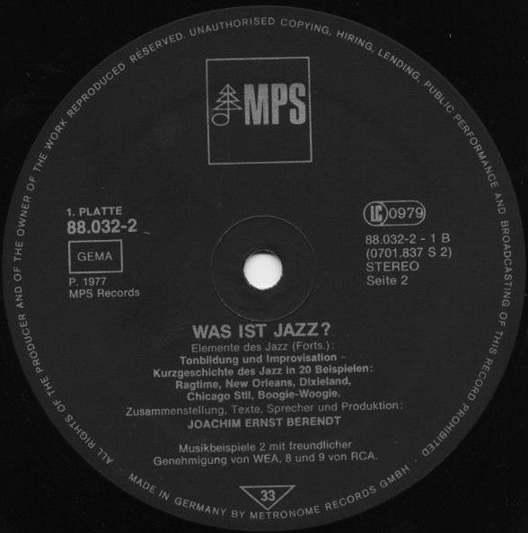 Joachim Ernst Berendt - Was Ist Jazz? (LP) [Germany] 1st (Very Good Plus (VG+))