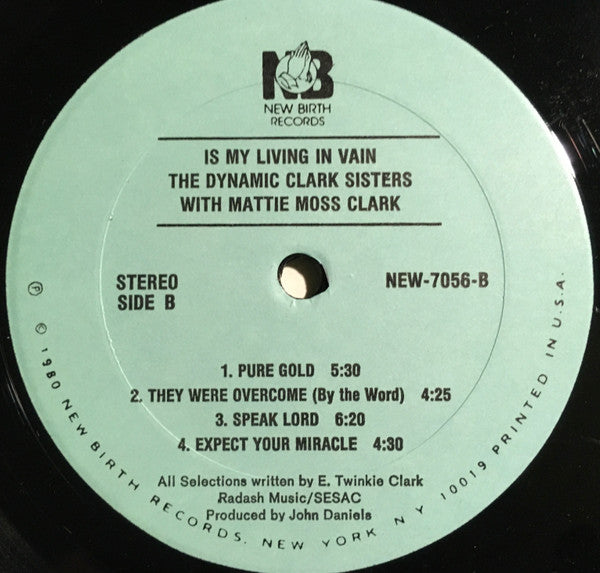 The Clark Sisters - Is My Living In Vain (LP) [US] 1st (Near Mint (NM or M-))