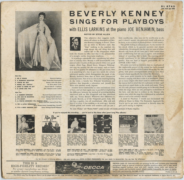 Beverly Kenney - Sings For Playboys (1958 LP)