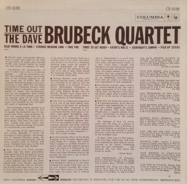 The Dave Brubeck Quartet - Time Out (SEALED 1981 Press)