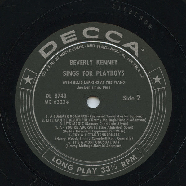 Beverly Kenney - Sings For Playboys (1958 LP)