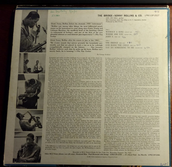 Sonny Rollins - The Bridge (LP) [US] 1st (Very Good Plus (VG+))