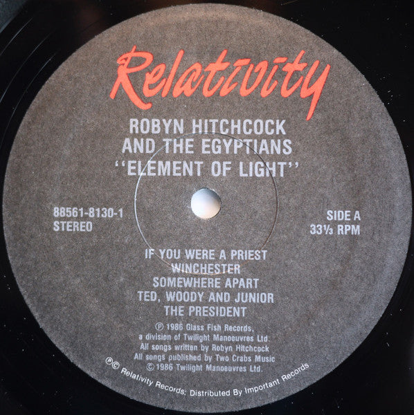 Robyn Hitchcock & The Egyptians - Element Of Light (LP) [US] 1st (Very Good Plus (VG+))