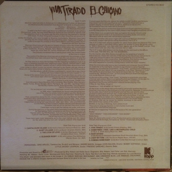 El Chicano - Viva Tirado (1970 US Press)