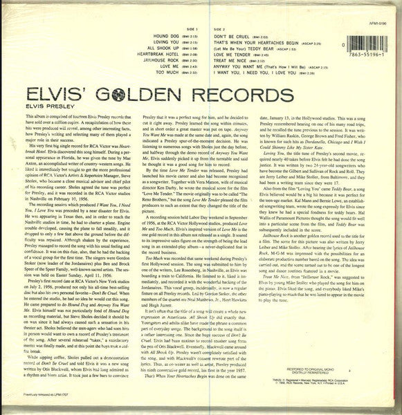 Elvis Presley - Elvis' Golden Records (LP) [US] 1984 RP (Mint (M))