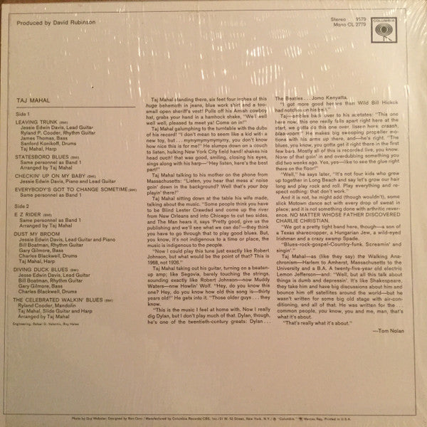 Taj Mahal - Taj Mahal (LP) [US] RP (Very Good Plus (VG+))