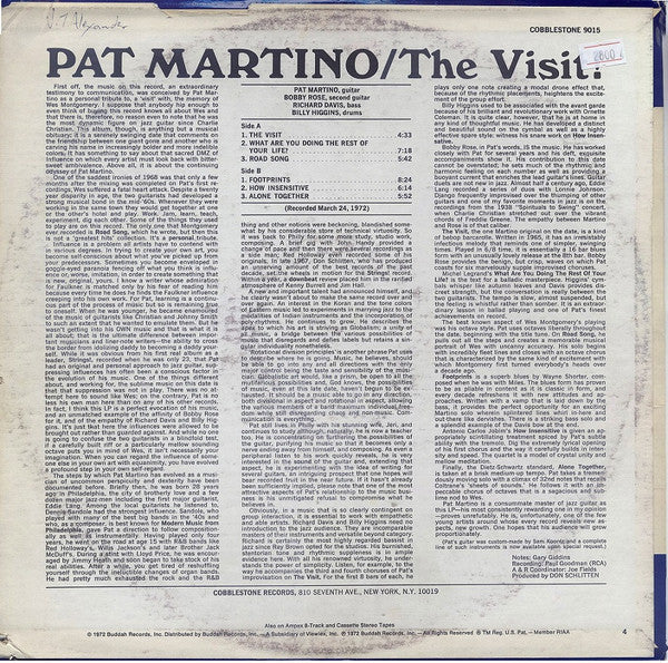 Pat Martino - The Visit! (LP) [US] 1st (Very Good Plus (VG+))