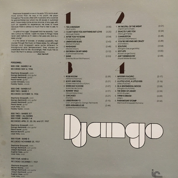 Django Reinhardt - The Quintet Of The Hot Club Of France (1936-1937) Django Volume 1 (1980 SEALED)