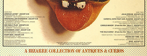 Pink Floyd - Relics - A Bizarre Collection Of Antiques & Curios (LP) [US] 1971 RP