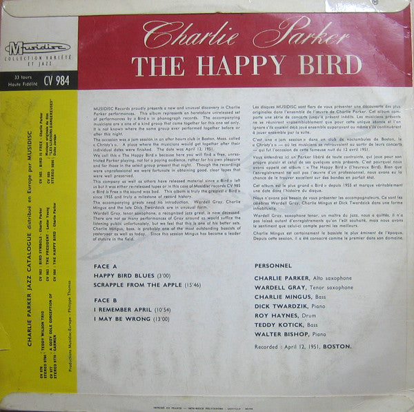 Charlie Parker - The Happy "Bird" (LP) [France] 1st (Near Mint (NM or M-))