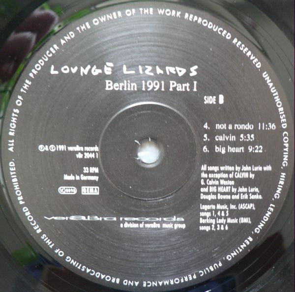 Lounge Lizards - Berlin 1991 Part I (LP) [Germany] 1st (Near Mint (NM or M-))