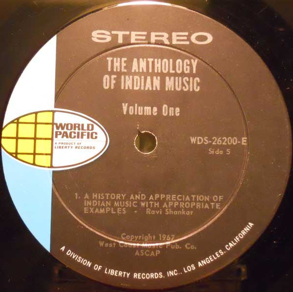 Various - The Anthology Of Indian Music Volume One (LP) [US] 1st (Very Good Plus (VG+))