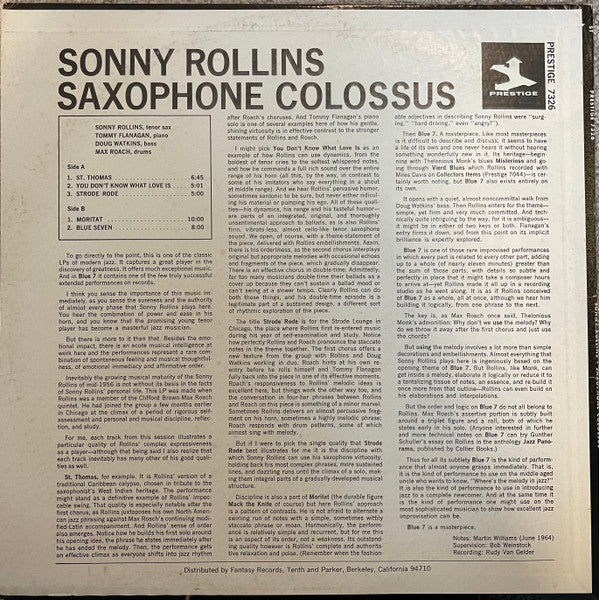 Sonny Rollins - Saxophone Colossus (LP) [US] 1972 RP (Very Good Plus (VG+))