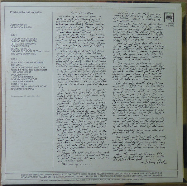 Johnny Cash - At Folsom Prison (LP) [US] 1st (Very Good Plus (VG+))
