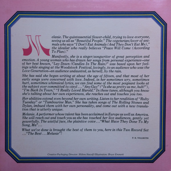 Melanie (2) - The Best...Melanie (LP) [US] 1976 RP (Mint (M))