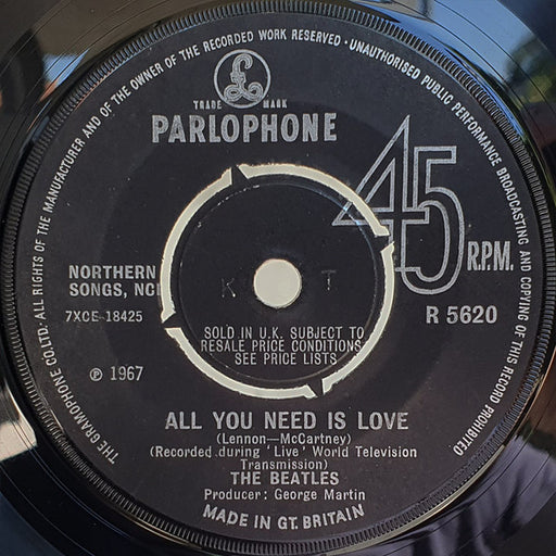 The Beatles - All You Need Is Love (7", Single) [UK] 1st (Very Good Plus (VG+))