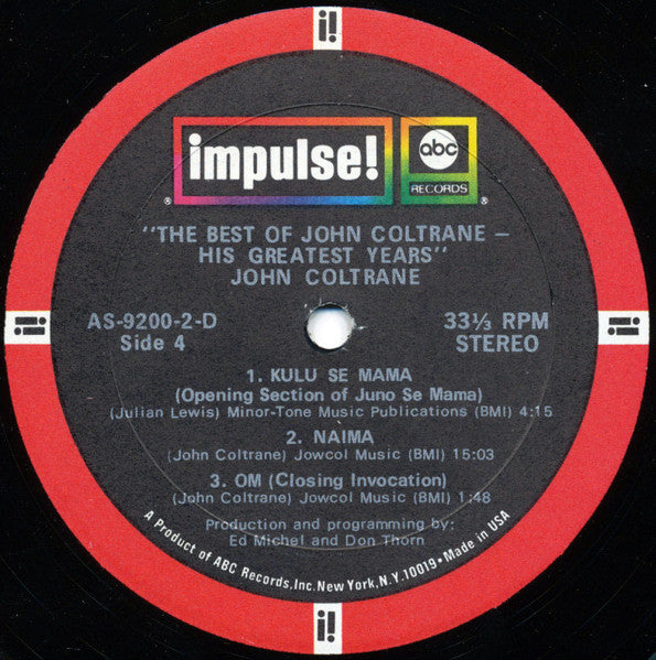 John Coltrane - The Best Of John Coltrane - His Greatest Years (LP) [US] 1st (Very Good Plus (VG+))