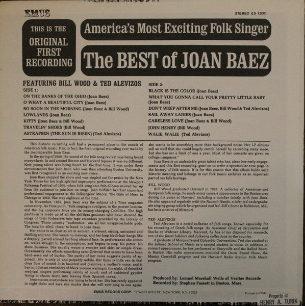 Joan Baez - The Best Of Joan Baez (1970s Press)
