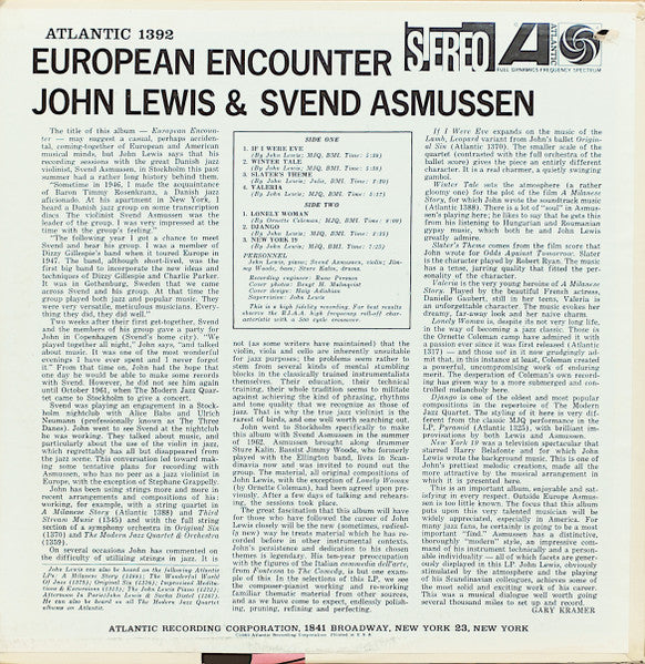 John Lewis (2) - European Encounter (LP) [US] 1st (Very Good Plus (VG+))
