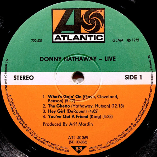 Donny Hathaway - Live (LP) [Germany] 1st (Very Good (VG))