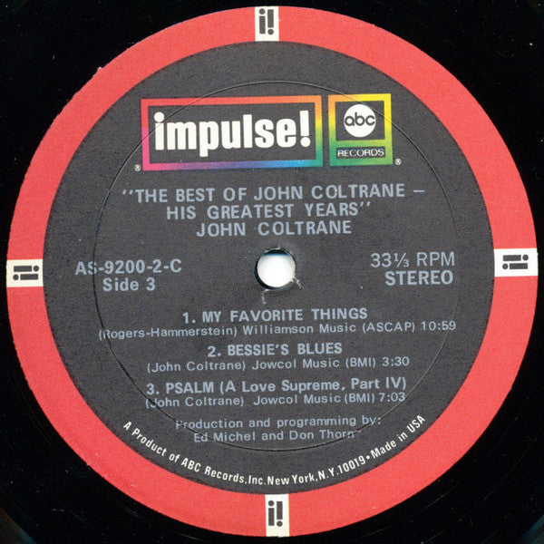 John Coltrane - The Best Of John Coltrane - His Greatest Years (LP) [US] 1st (Very Good Plus (VG+))