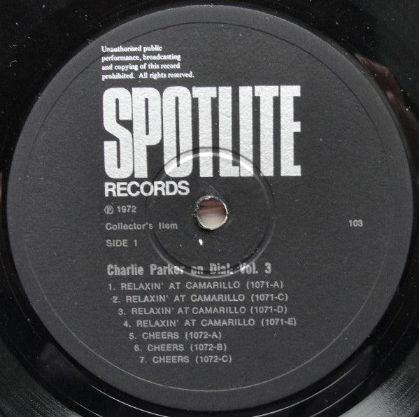 Charlie Parker - Charlie Parker On Dial Volume 3 (LP) [UK] 1st (Very Good Plus (VG+))