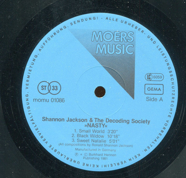 Ronald Shannon Jackson And The Decoding Society - Nasty (LP) [Germany] 1st (Very Good Plus (VG+))